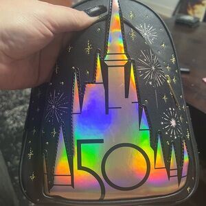 Disney 50th anniversary iridescent Cinderella castle Loungefly